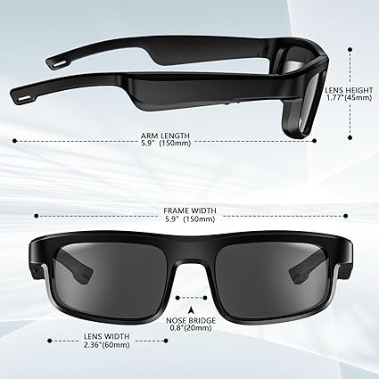 Smart Glasses, Polarized Bluetooth Sunglasses with Speaker, Voice Assistant, Open Ear, UV